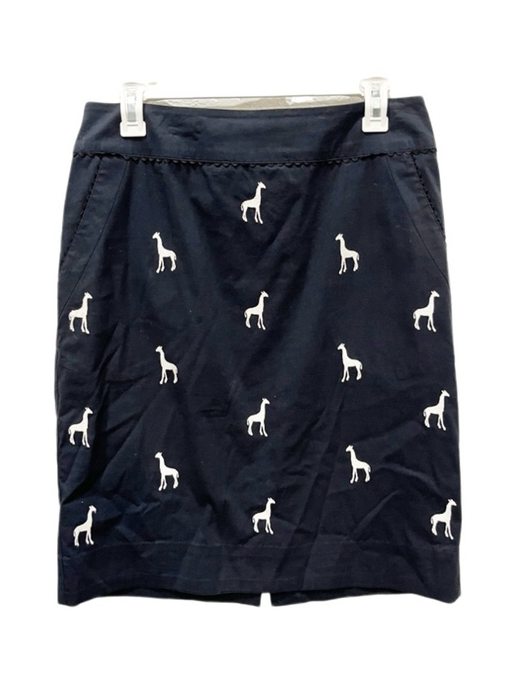 Anthropologie Pencil Skirt Women's 6 Leifnotes Giraffe Embroidered Preppy Office